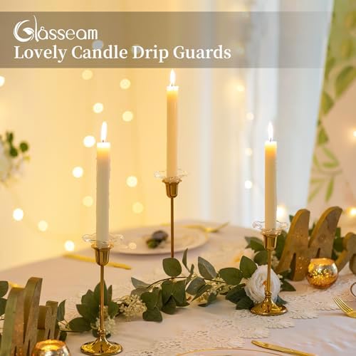 Glasseam Glass Candle Drip Protectors Bulk, 24 Pcs Clear Bobeches for Taper - Image 2