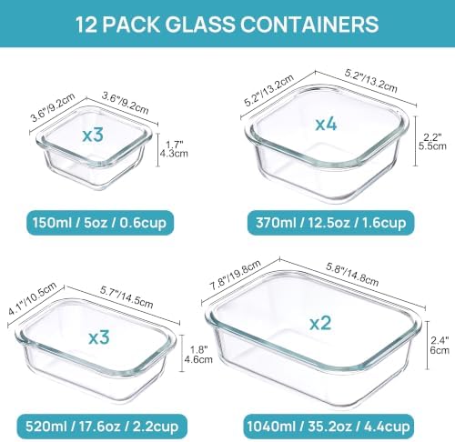 Vtopmart 12 Pack Glass Food Storage Containers with Lids Green - Image 2