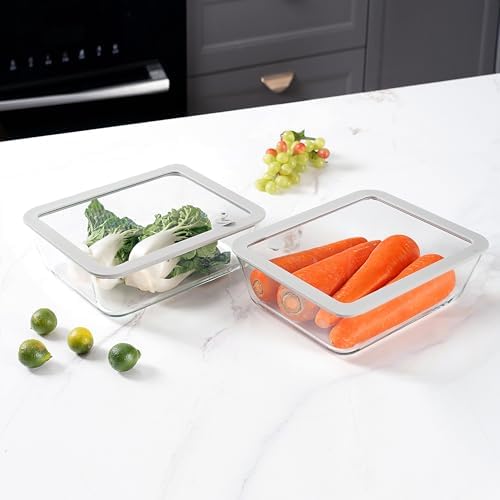 Glass Food Containers with Glass Lid, Microwave Safe Food Storage Container Set, 2 Pack of 87oz, Large Size Airtight Storage Set with Leak Proof Lids, Meal Prep Containers - Image 5