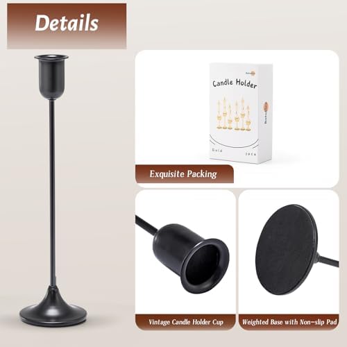 Batoslee Black Candlestick Holders Set of 3 Pcs, Taper Candle Sticks Stand - Image 5