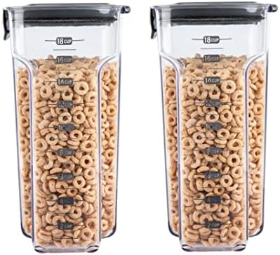 Progressive International ProKeeper+ Clear Plastic Airtight Food Baker's Kitchen Storage Organization Container Canister Set with Magnetic Accessories, 2- Piece Set (Cereal 4.5-Quart) by ProgressiveInternational
