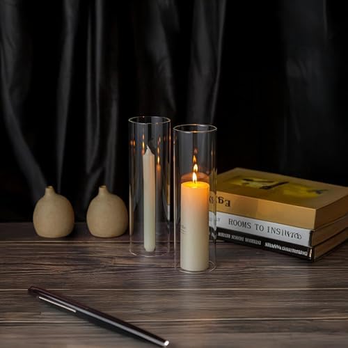 WGVI Hurricane Candle Holder Sleeve, Wide 3", Height 10", Clear Glass Cylinder Candleholder, Chimney Tube, Open Ended Candle Shade, 1 Piece - Image 7