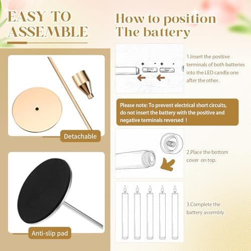 Filltouch 60 Pcs Gold Candle Holders with White Flameless LED Candles Bulk - Image 5
