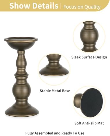 NUPTIO Bronze Candle Holder for Pillars: Table Centerpiece for 3" Candles - Image 6