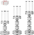 Hurricane Candle Holder, 15.9" Tall Metal Candle Stand, Glass Pillar Holder by DOUNX