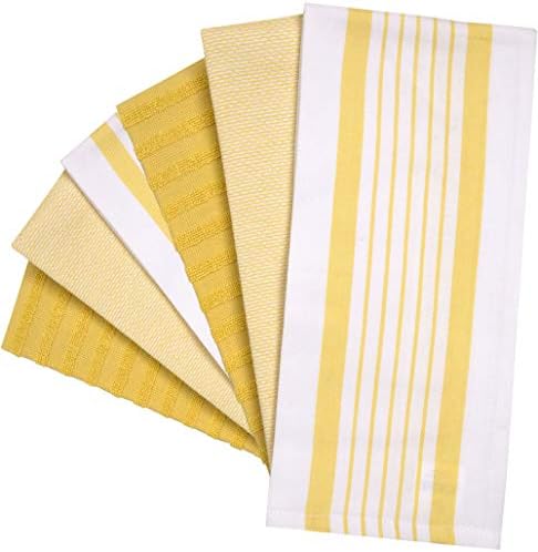Premium Kitchen Towels 6 Pack 100% Cotton 20"x28" Dish Towels Yellow Stripe - Image 4