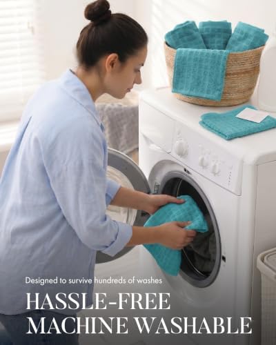 Bumble Kitchen Towels (6-Pack), 16"x28", 100% Cotton Dish Towels - Aqua - Image 7