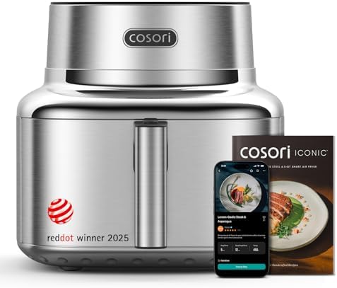 Cosori Iconic Stainless Steel Air Fryer, 6.5Qt, PFAS Free Ceramic Coating by Cosori