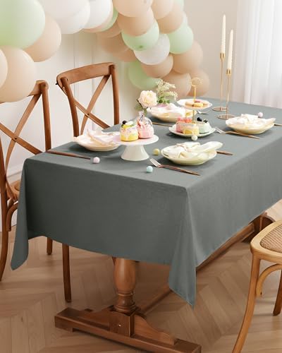 Pureegg Rectangle Linen Tablecloth Waterproof & Stain Resistant, Wrinkle-Free Table Cloth Adds Elegance and Protection, Ideal for Dining, Party, Wedding and Outdoor, 52 x 70 Inch, Gray - Image 6