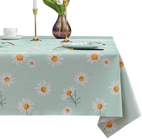 Rectangle Table Cloth,100% Waterproof Tablecloth OilProof SpillProof Vinyl Table Cloth, Wipe Clean Plastic Table Cover for Dining, Camping, Indoor and Outdoor 54" x 84",Mum Bloom by Unknown