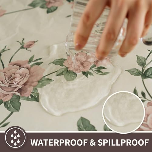 Rectangle Table Cloth,100% Waterproof Tablecloth Oil Proof Spill Proof Vinyl Table Cloth, Wipe Clean Plastic Table Cover for Dining, Camping, Indoor and Outdoor 54" x 120",Rose - Image 2