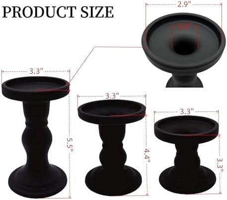 Black Glass Candle Holders 3 Pack Clear Candlestick Stand Table Centerpiece - Image 2