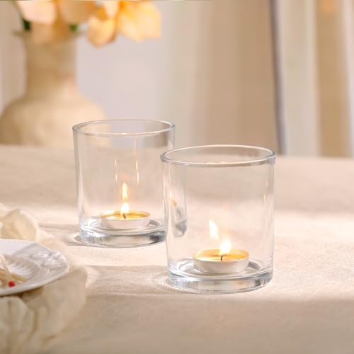 DARJEN 6 Pcs Large Clear Votive Candle Holder Tea Light Candle Holder Glass - Image 4
