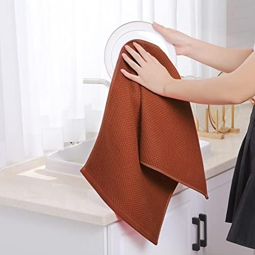 Homaxy 100% Cotton Waffle Weave Kitchen Dish Towels 8-Pack, Rust - Image 4