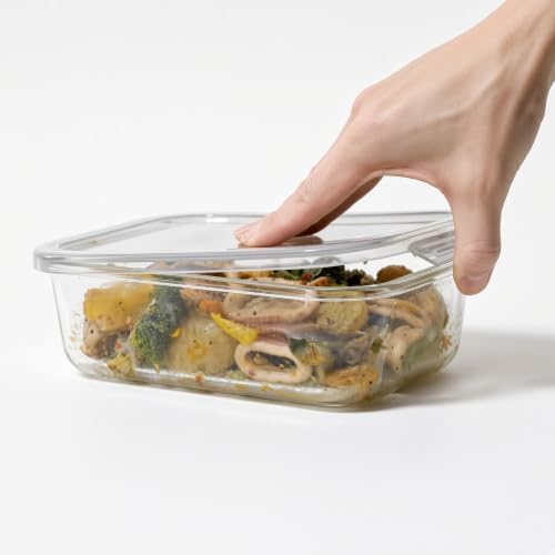 Glass Food Storage Containers with Lids — 12 Piece — 6 Containers + 6 Lids, 21.98 oz Each Glass, BPA-Free Leakproof Stackable Lids, Microwave, Oven & Dishwasher Safe — Ideal for Meal - Clear Lid - Image 3