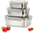Stainless Steel Food Storage Containers, Silver, Combo by HOMMIYA