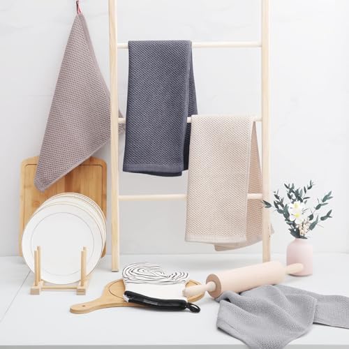 Homaxy 100% Cotton Waffle Weave Kitchen Dish Towels 12-Pack, Dark Grey - Image 6