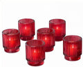 Kate Aspen Vintage Ribbed Red Glass Candle Holders Set of 6 - Votive & Tealight Candle Holder Decor for Holiday Table Decor, Christmas Dining Tablescape, Fall & Boho Home Accents (27206RD) by KateAspen