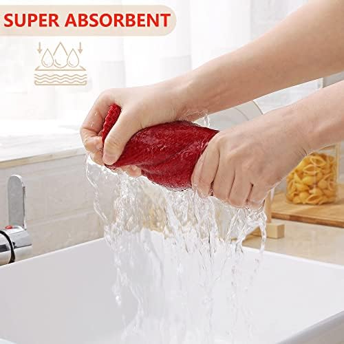 Homaxy 100% Cotton Waffle Weave Kitchen Dish Towels 4-Pack, Red - Image 3