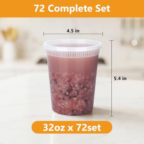 NESCCI 72 Sets (144-Piece) Deli Containers with Lids, 32oz X 72 Set Each - Image 2