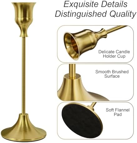 NLBTW 12 Pcs Brass Gold Candle Holder Bulks for Wedding Party Decor - Image 6