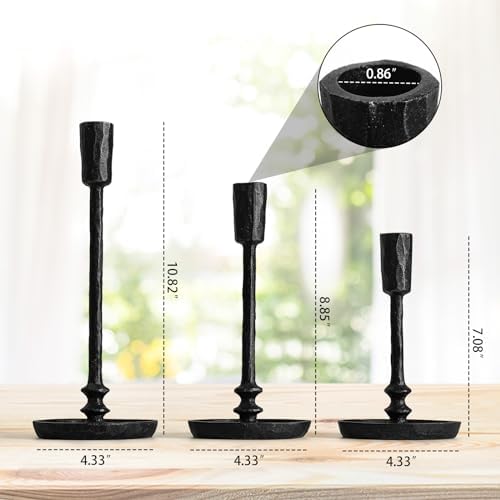 Rustic Cast Iron Taper Candle Holder - Set of 3 Vintage Candle Stands - Image 2