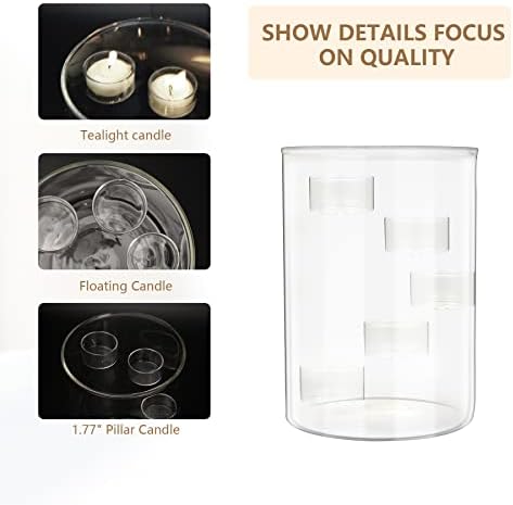 Glass Cylinder Hurricane Candle Holder for Tea Light Pillar Candle Holders Table Centerpiece, Clear Decorative Geometric Candle Holder for Wedding, Party(No.02) - Image 6
