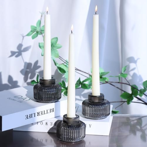 Woho Smoky Grey Candlestick Holders Set of 4 for Halloween/Daily Home Decor - Image 2