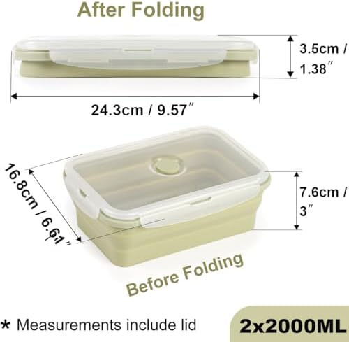 Collapsible Silicone Food Storage Containers Set with Lid & Air Ven, 2000ml - Image 5