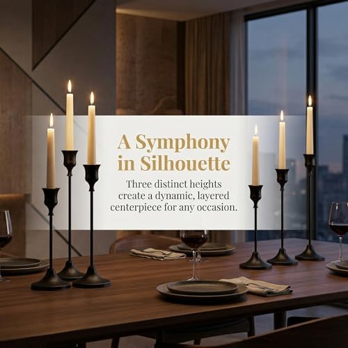 4 Sets(12 Pcs) Black Tapered Candle Holder,Candlestick Tall Metal Candlestick Holders for Table Centerpiece Home Decor for Wedding Fireplace Mantel Housewarming Gift Fits 3/4 Inch Thick Candles - Image 5