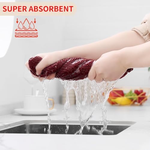 Homaxy 100% Cotton Waffle Weave Kitchen Dish Towels 18-Pack, Burgundy - Image 3