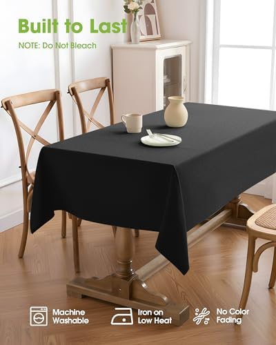 Pureegg Rectangle Linen Tablecloth Waterproof & Stain Resistant, Wrinkle-Free Table Cloth Adds Elegance and Protection, Ideal for Dining, Party, Wedding and Outdoor, 52 x 70 Inch, Black - Image 4