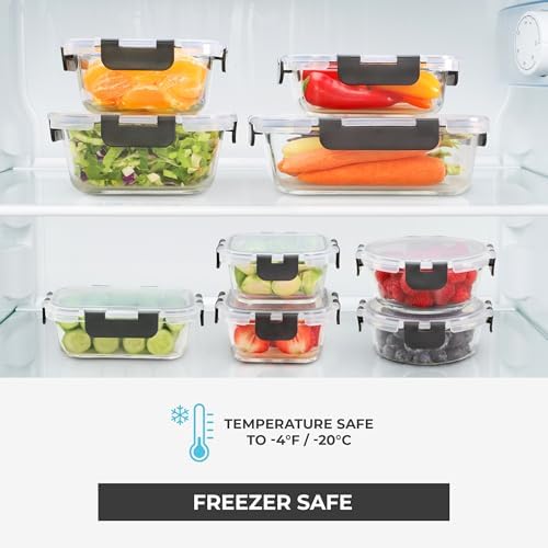 Freshware Glass Storage Containers with Lids, 24 Pieces, 12 Containers with 12 Lids, Glass Meal Prep Container for Lunch, Food Storage Containers, Leak Proof, Freezer Safe, Grey - Image 5