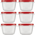 Food Storage Containers, Rubber Maid, Red, 2 Cup Food Storage Containers, 12 Piece Set, Easy Find Lids, 6 Containers, 6 Lids by Utensilux