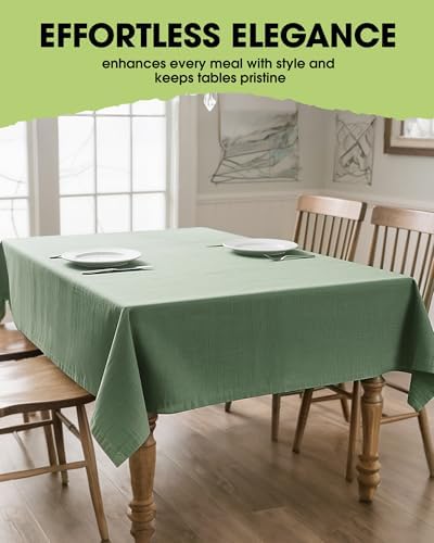Pureegg Rectangle Linen Tablecloth Waterproof & Stain Resistant, Wrinkle-Free Table Cloth Adds Elegance and Protection, Ideal for Dining, Party, Wedding and Outdoor, 60 x 84 Inch, Sage Green - Image 6