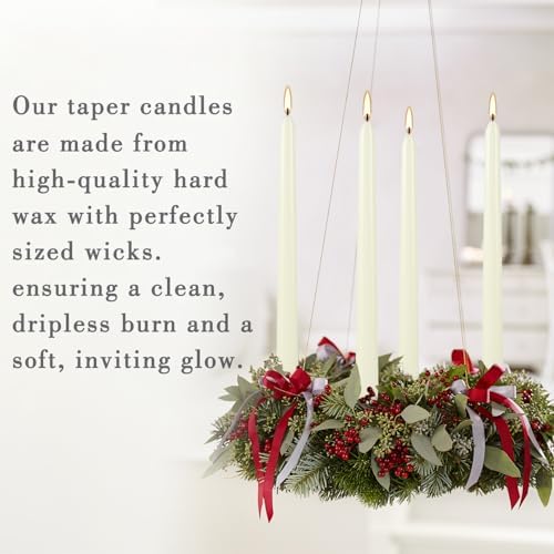 YOROXRG 100Pack Ivory Taper Candles, 7-8 Hours Burn Time, Unscented, Smokeless and Dripless, 0.75 x 10 Inch Dinner Candle Set for Household, Wedding, Party and Home Décor Candlesticks - Image 5