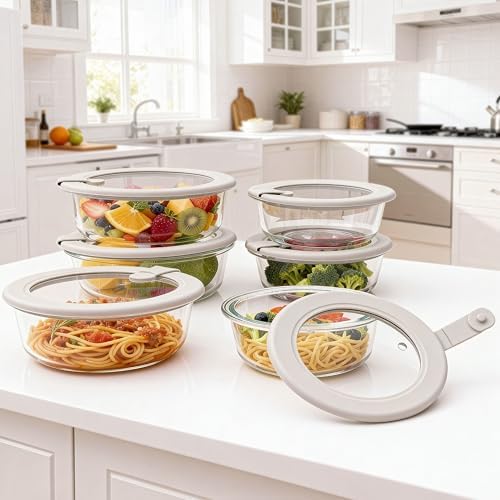 Glass Food Containers with Glass Lid, Microwave Safe Food Storage Container Set, 6 Pack, Large Size Airtight Storage Set with Leak Proof Lids, Meal Prep Containers - Image 5
