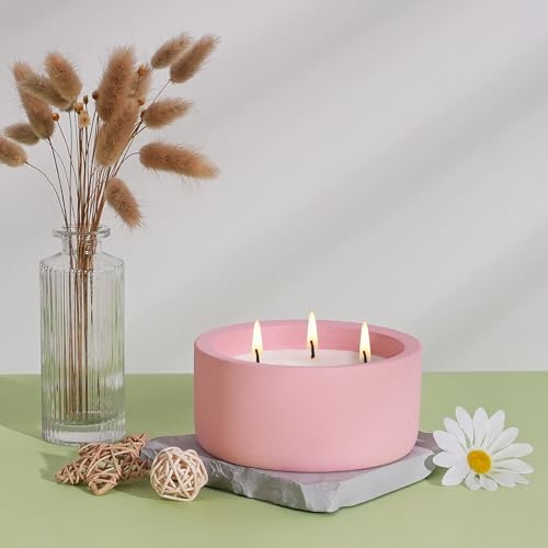 Viyffo 20oz Large Fall Scented Candle - Rose & Jasmine, 3 Wick Non Toxic Soy Candle, Ivory Pink Ceramic Jar, Luxury Home Fragrance, Elegant Room Décor & Premium Birthday Gift - Image 3