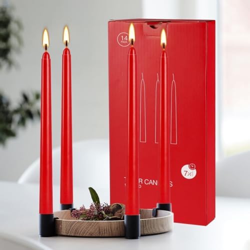 WPONSZU 14 Pack Tall Red Taper Candles 10 Inch Unscented Dripless Candlesticks for Christmas,Valentine's Day,Dinner,Party,Brithday,Wedding and Home Decoration - 8 Hour Burn Time. - Image 5