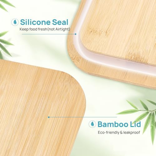 Vtopmart 5 Pack Glass Food Storage Containers with Bamboo Lids, 17.5oz - Image 6