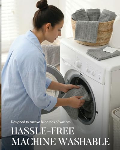 Bumble Kitchen Towels (6-Pack), 16"x28", 100% Cotton Dish Towels - Gray - Image 7