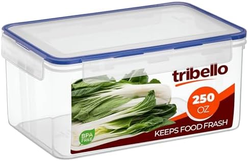 Tribello 250 oz Extra Large Airtight Food Storage Containers with SnapTight Lids – Clear, Stackable, BPA-Free Meal Prep Containers for Kitchen, Freezer & Pantry Storage by Tribello
