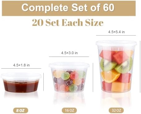 Clawsoff 60 Sets Deli Containers with Lids Disposable Plastic Food Storage - Image 2