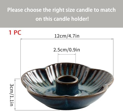 Ceramic Taper Candle Holder, 4.72 in Polished Round Base Tray - Image 6