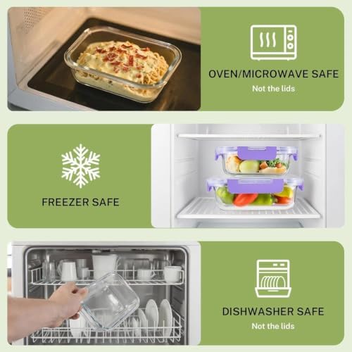 8 Pack Glass Food Storage Containers with Snap Locking Lids for Meal Prep - Image 4