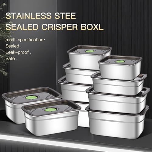 GIUOIDUO 10-Piece Stainless Steel Food Storage Container Set with Airtight Lids - Durable, Eco-Friendly Kitchen Organizers for Freshness & Convenience，Pantry, Dishwasher Safe (Various Sizes) - Image 6