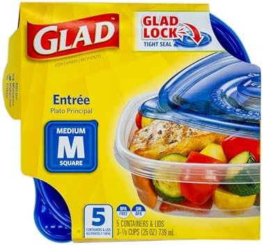 Glad GladWare Entree Food Storage Containers, Medium Square, 25 Oz, 5 Count - Image 3