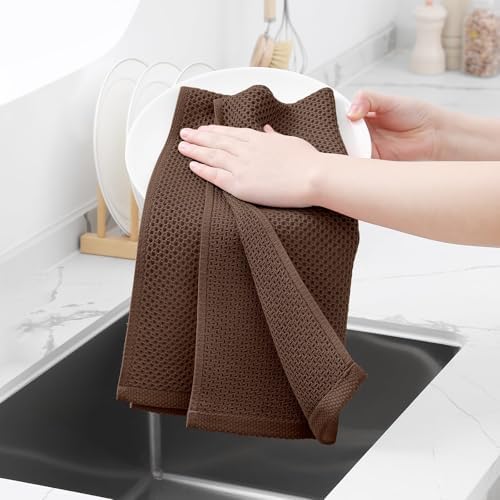 Homaxy 100% Cotton Waffle Weave Kitchen Dish Towels 24-Pack, Coffee - Image 4