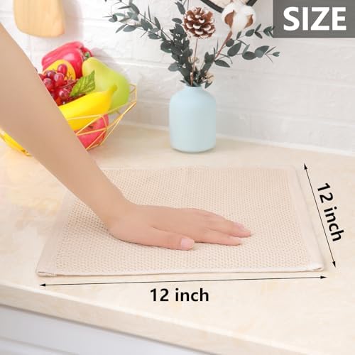 Homaxy 100% Cotton Waffle Weave Kitchen Dish Cloths 8-Pack, Beige - Image 5