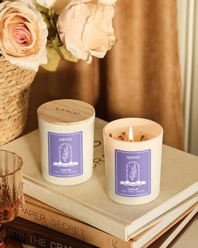AOOVOO Lavender Candles Set for Women - 4 Pack Candles for Home Scented, Aromatherapy Candle with Crystals Inside, 20 oz 160 Hour Long Lasting, Birthday Gifts Mothers Day Candle for Women Mom - Image 3